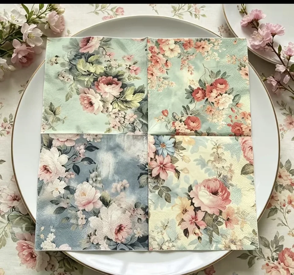 Floral vintage Decoupage Napkin 4 designs