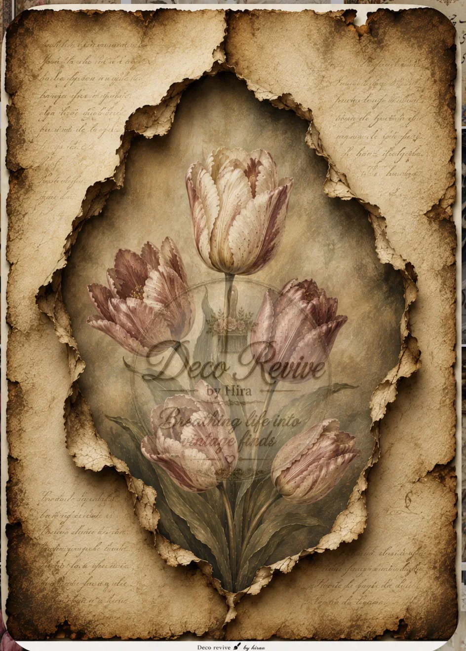 3D Tulips Decoupage layering Rice Paper Design
