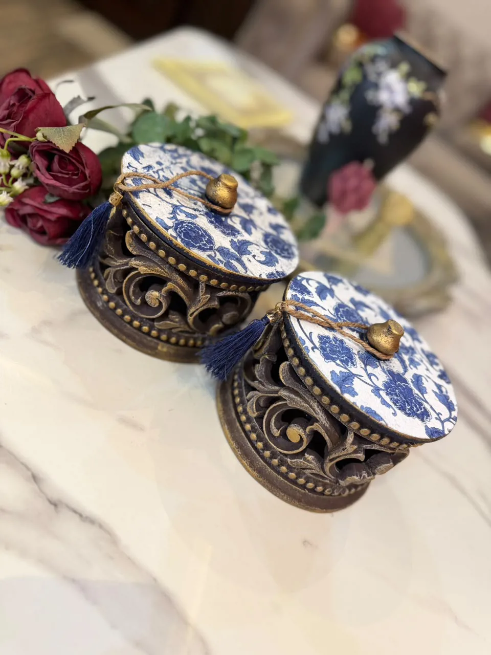 French Toile Ornate keepsake holders
