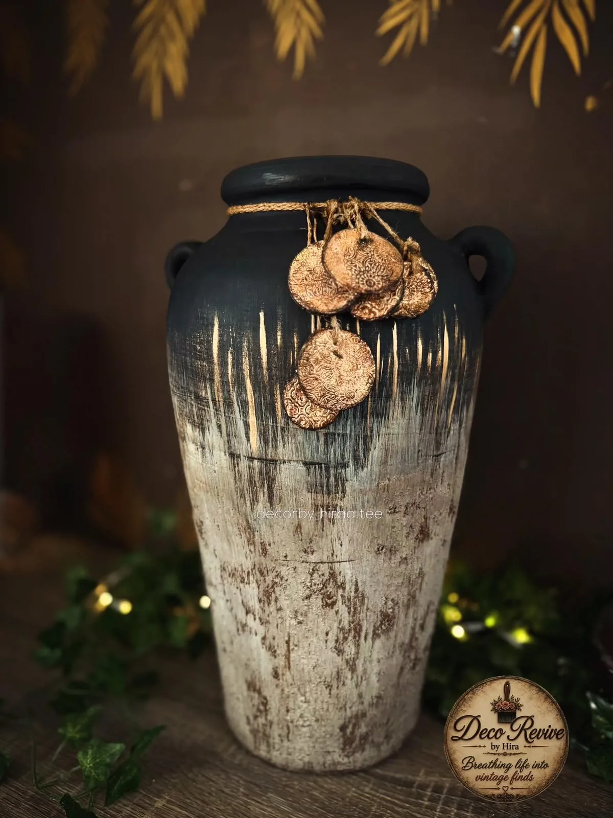 Black Vintage vase With medallions